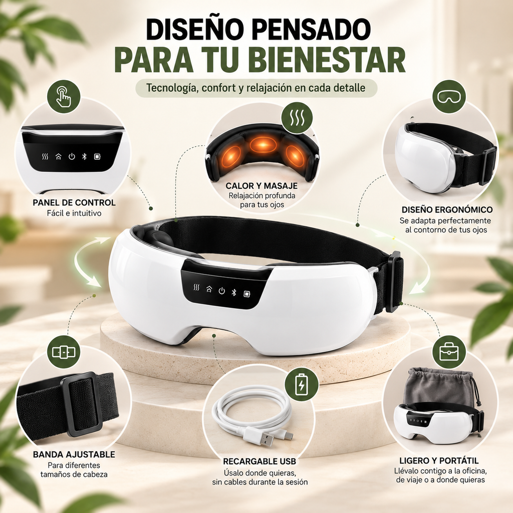 Masajeador ocular con Calor, Compresión de Aire y Vibración