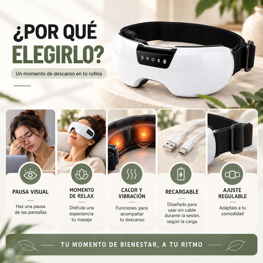 Masajeador ocular con Calor, Compresión de Aire y Vibración