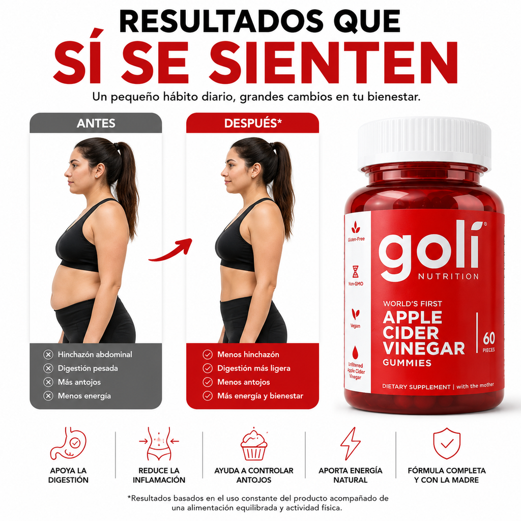 Gomitas Goli Vinagre de Manzana: Dile Adiós a la Hinchazón y Pesadez
