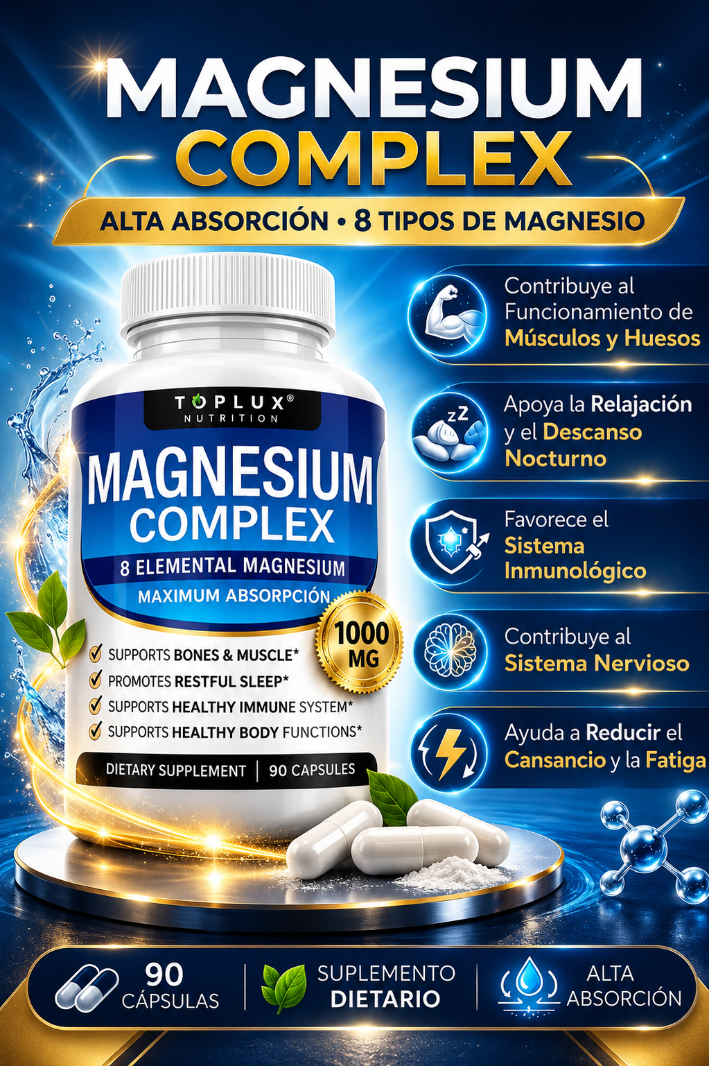 Magnesium Complex 1000 mg – 8 Formas de Magnesio | 90 Cápsulas