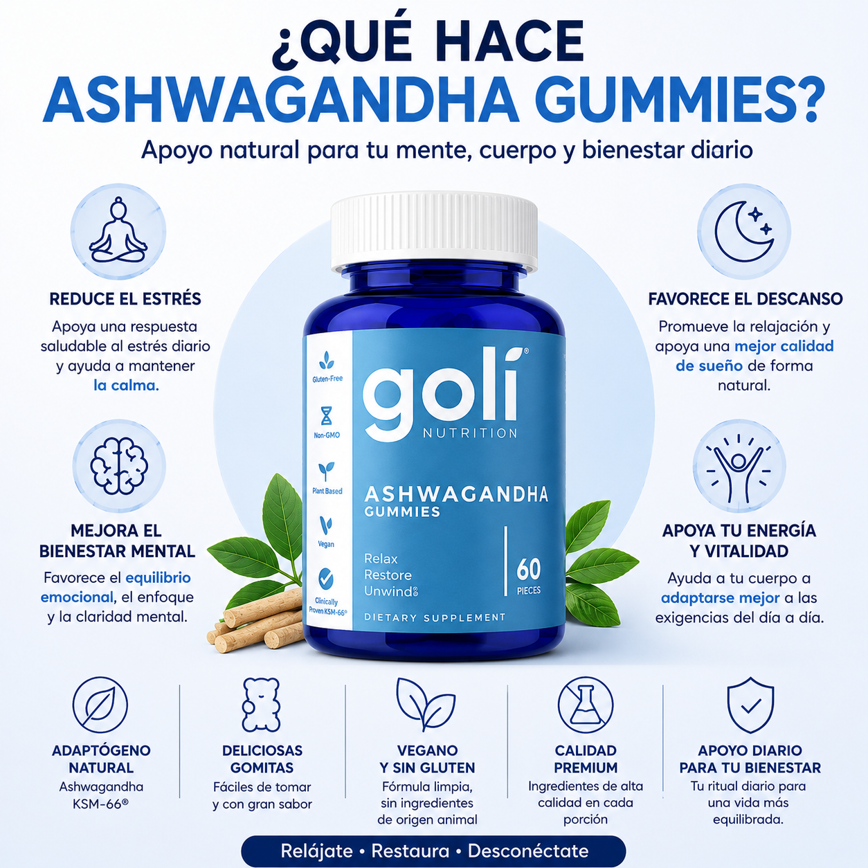Gomitas Golí ASHWAGANDHA - Combate el Estrés